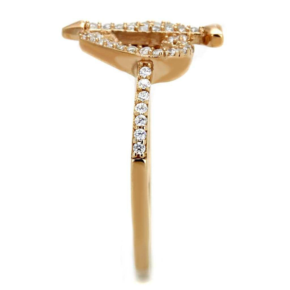 TS281 - Rose Gold 925 Sterling Silver Ring with AAA Grade CZ in Clear - Alamode - Flyclothing LLC