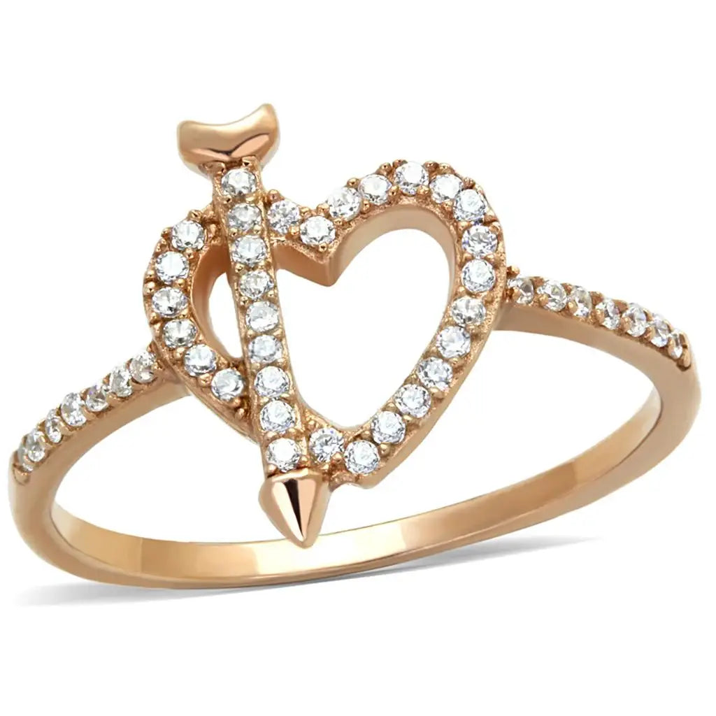 TS281 - Rose Gold 925 Sterling Silver Ring with AAA Grade CZ in Clear - Alamode - Flyclothing LLC