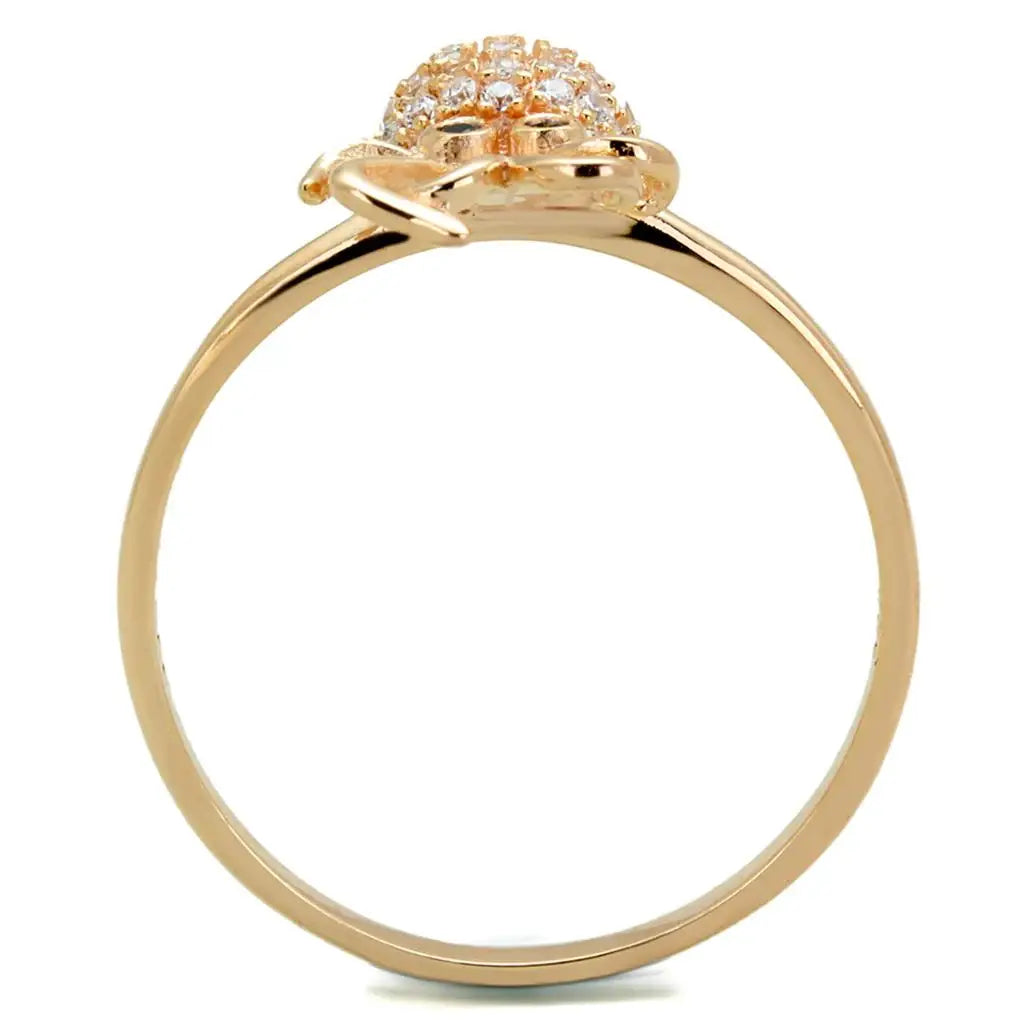 TS282 - Rose Gold 925 Sterling Silver Ring with AAA Grade CZ in Black Diamond - Alamode - Flyclothing LLC