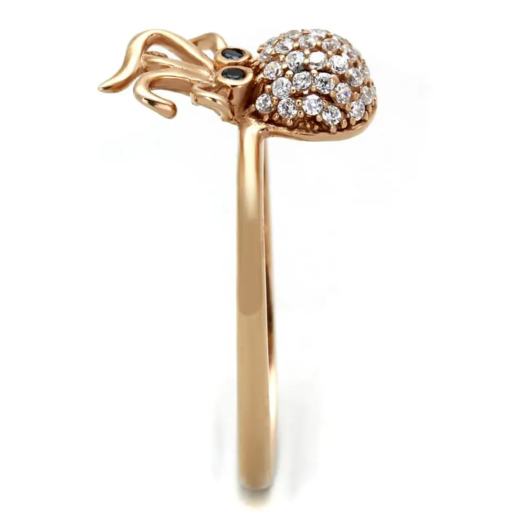TS282 - Rose Gold 925 Sterling Silver Ring with AAA Grade CZ in Black Diamond - Alamode - Flyclothing LLC