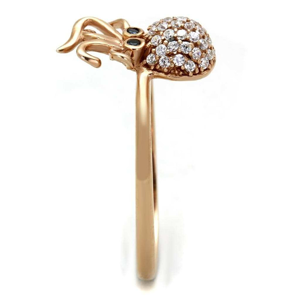 TS282 - Rose Gold 925 Sterling Silver Ring with AAA Grade CZ in Black Diamond - Alamode - Flyclothing LLC