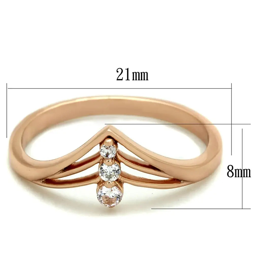 TS283 - Rose Gold 925 Sterling Silver Ring with AAA Grade CZ in Clear - Alamode - Flyclothing LLC