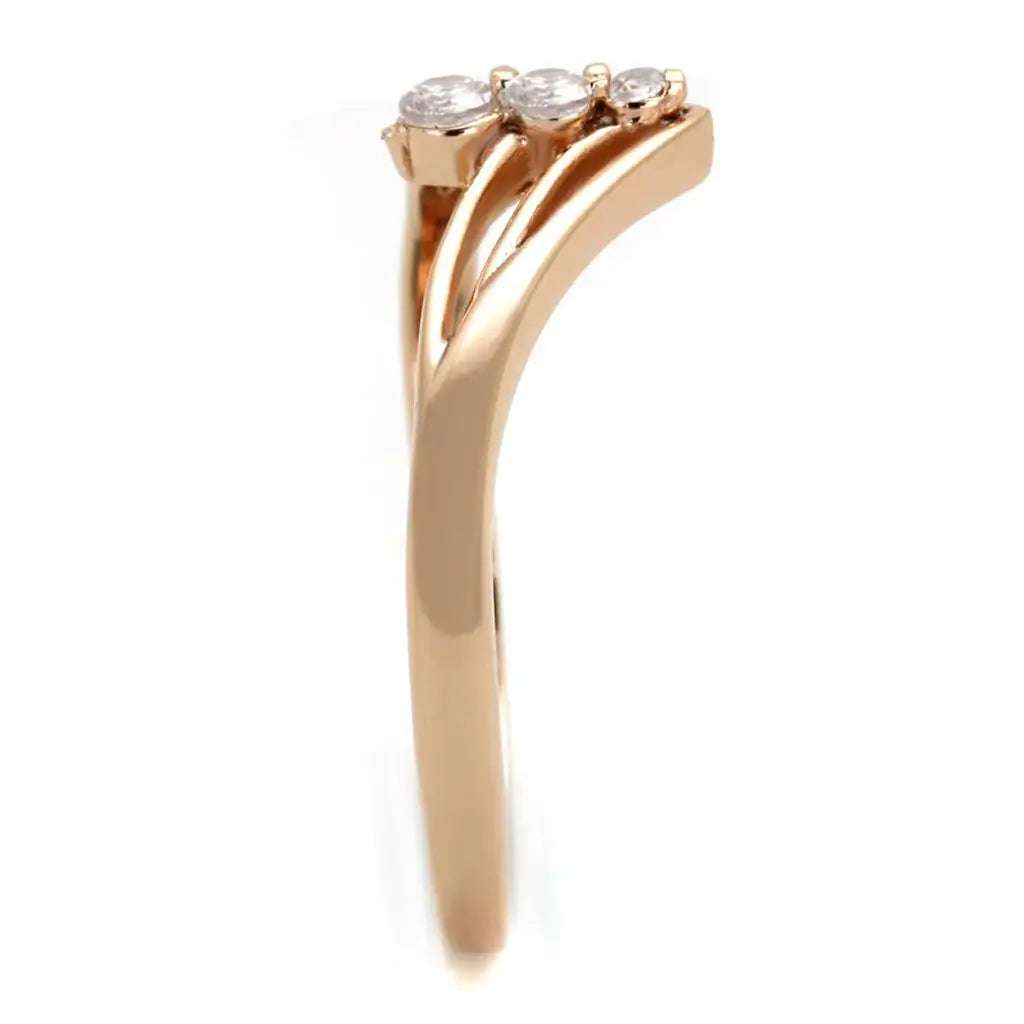 TS283 - Rose Gold 925 Sterling Silver Ring with AAA Grade CZ in Clear - Alamode - Flyclothing LLC