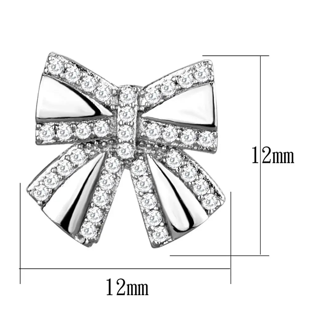 TS287 - Rhodium 925 Sterling Silver Earrings with AAA Grade CZ in Clear - Alamode - Flyclothing LLC
