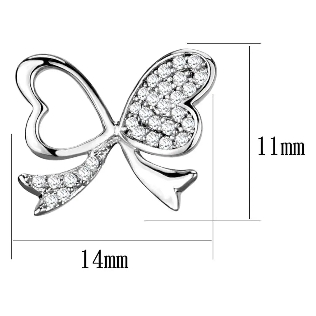 TS288 - Rhodium 925 Sterling Silver Earrings with AAA Grade CZ in Clear - Alamode - Flyclothing LLC