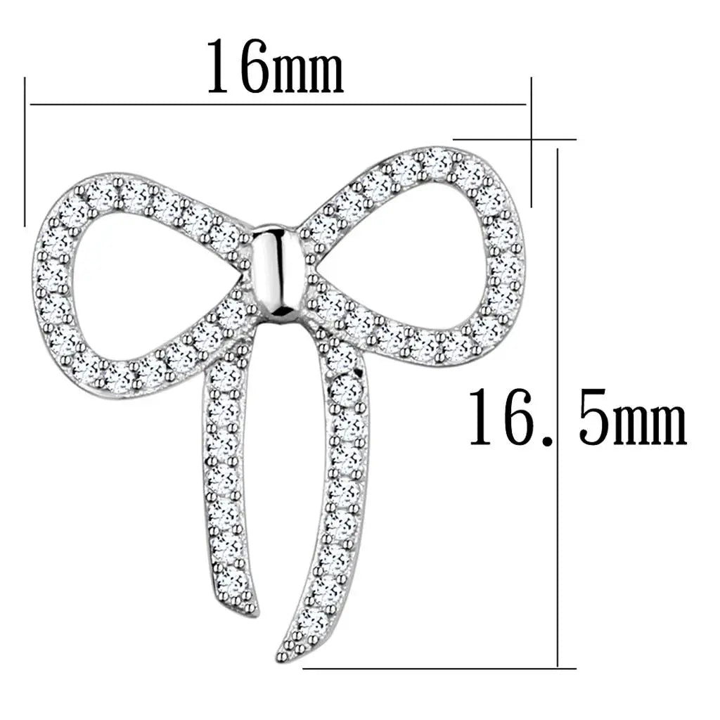 TS289 - Rhodium 925 Sterling Silver Earrings with AAA Grade CZ in Clear - Alamode - Flyclothing LLC