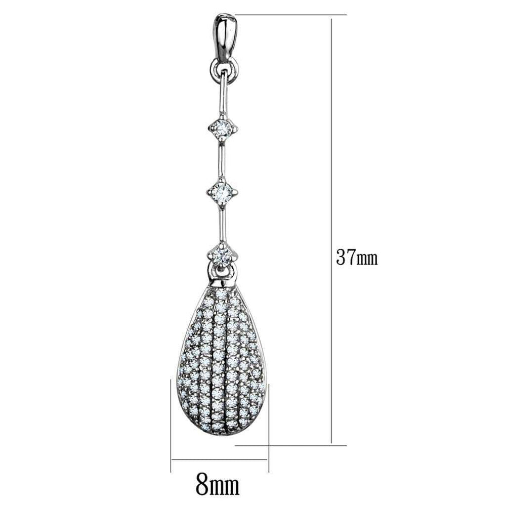 TS292 - Rhodium 925 Sterling Silver Earrings with AAA Grade CZ in Clear - Alamode - Flyclothing LLC