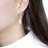 TS292 - Rhodium 925 Sterling Silver Earrings with AAA Grade CZ  in Clear - Alamode