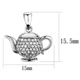 TS297 - Rhodium 925 Sterling Silver Pendant with AAA Grade CZ  in Clear - Alamode