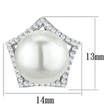 TS300 - Rhodium 925 Sterling Silver Earrings with Synthetic Pearl in White - Alamode - Flyclothing LLC
