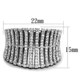 TS302 - Rhodium 925 Sterling Silver Ring with AAA Grade CZ  in Clear - Alamode