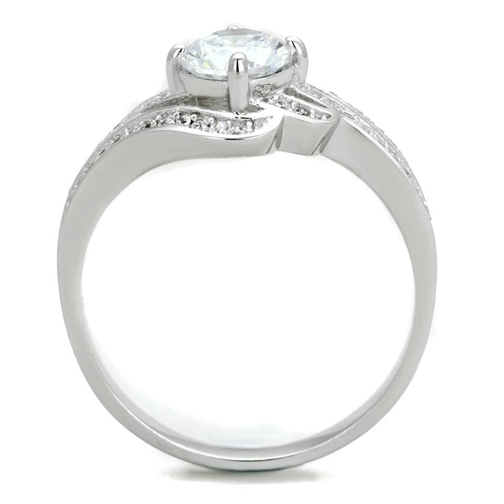 TS303 - Rhodium 925 Sterling Silver Ring with AAA Grade CZ in Clear - Alamode - Flyclothing LLC
