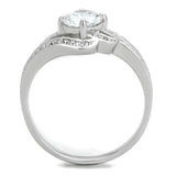 TS303 - Rhodium 925 Sterling Silver Ring with AAA Grade CZ  in Clear - Alamode