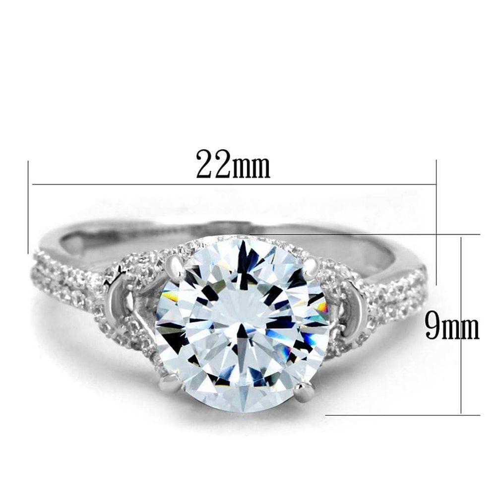 TS304 - Rhodium 925 Sterling Silver Ring with AAA Grade CZ in Clear - Alamode - Flyclothing LLC
