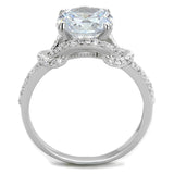TS304 - Rhodium 925 Sterling Silver Ring with AAA Grade CZ  in Clear - Alamode