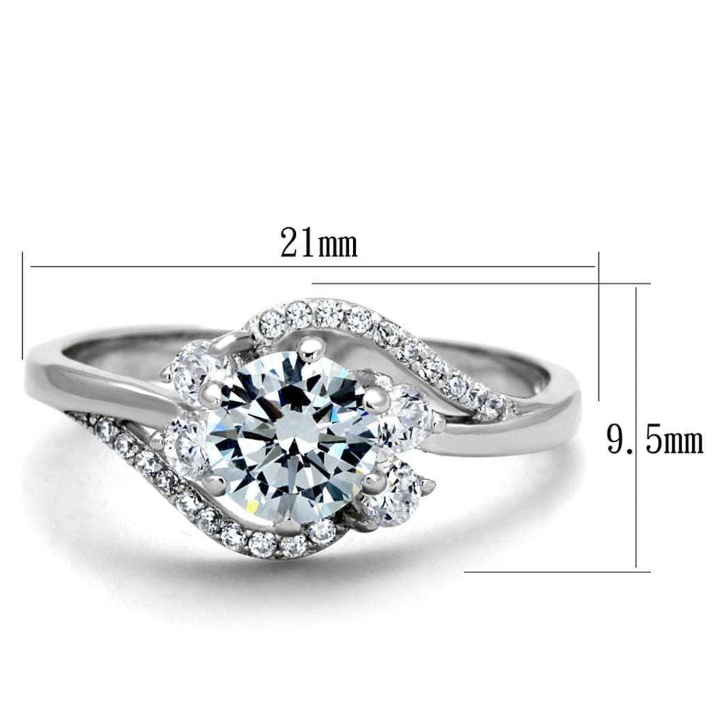 TS305 - Rhodium 925 Sterling Silver Ring with AAA Grade CZ in Clear - Alamode - Flyclothing LLC