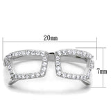 TS306 - Rhodium 925 Sterling Silver Ring with AAA Grade CZ  in Clear - Alamode