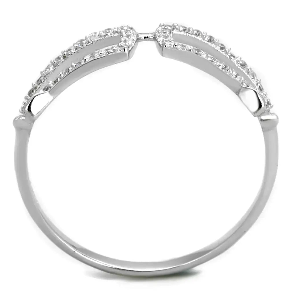TS306 - Rhodium 925 Sterling Silver Ring with AAA Grade CZ in Clear - Alamode - Flyclothing LLC
