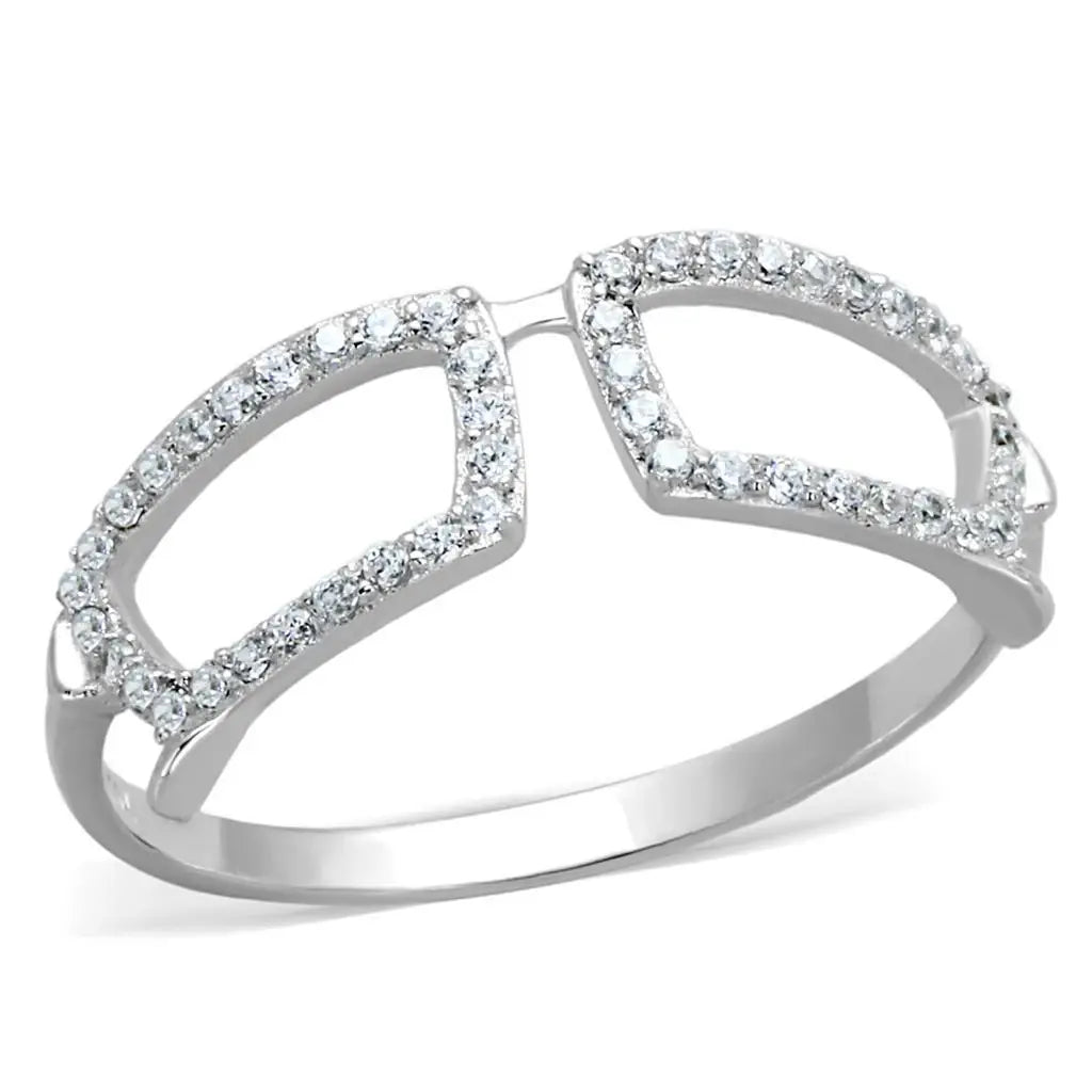 TS306 - Rhodium 925 Sterling Silver Ring with AAA Grade CZ in Clear - Alamode - Flyclothing LLC