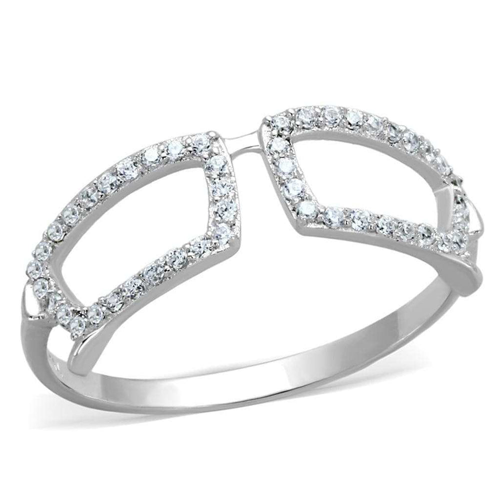 TS306 - Rhodium 925 Sterling Silver Ring with AAA Grade CZ in Clear - Alamode - Flyclothing LLC