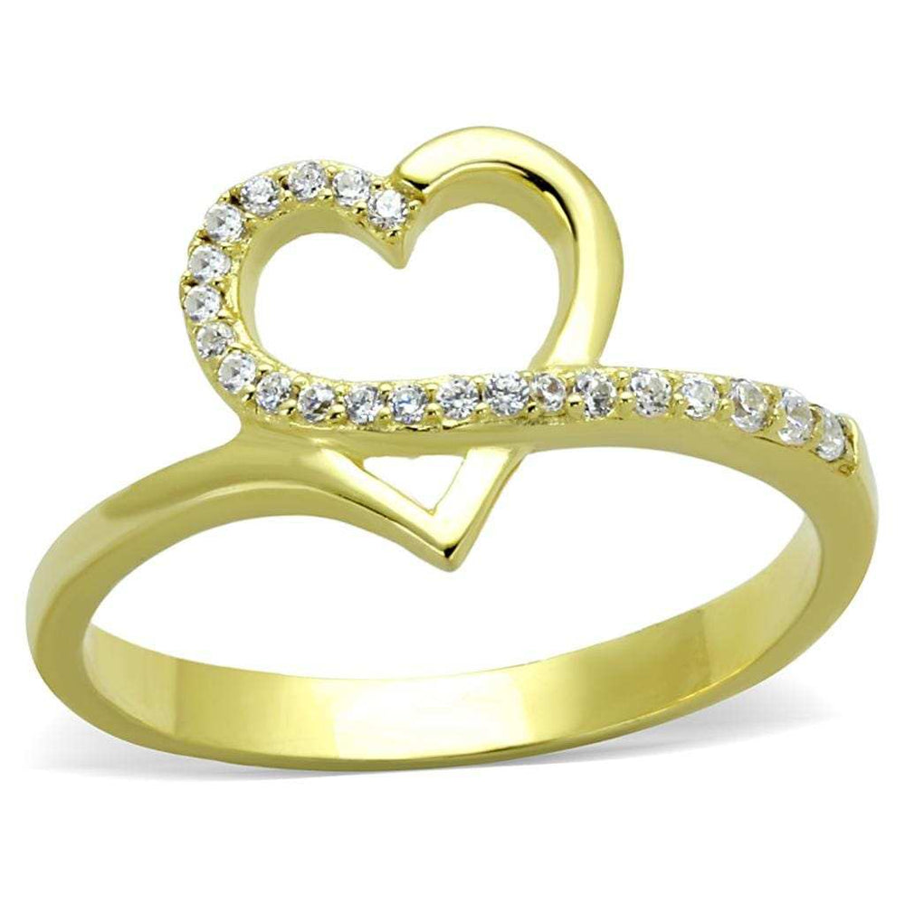 TS308 - Gold 925 Sterling Silver Ring with AAA Grade CZ in Clear - Alamode - Flyclothing LLC