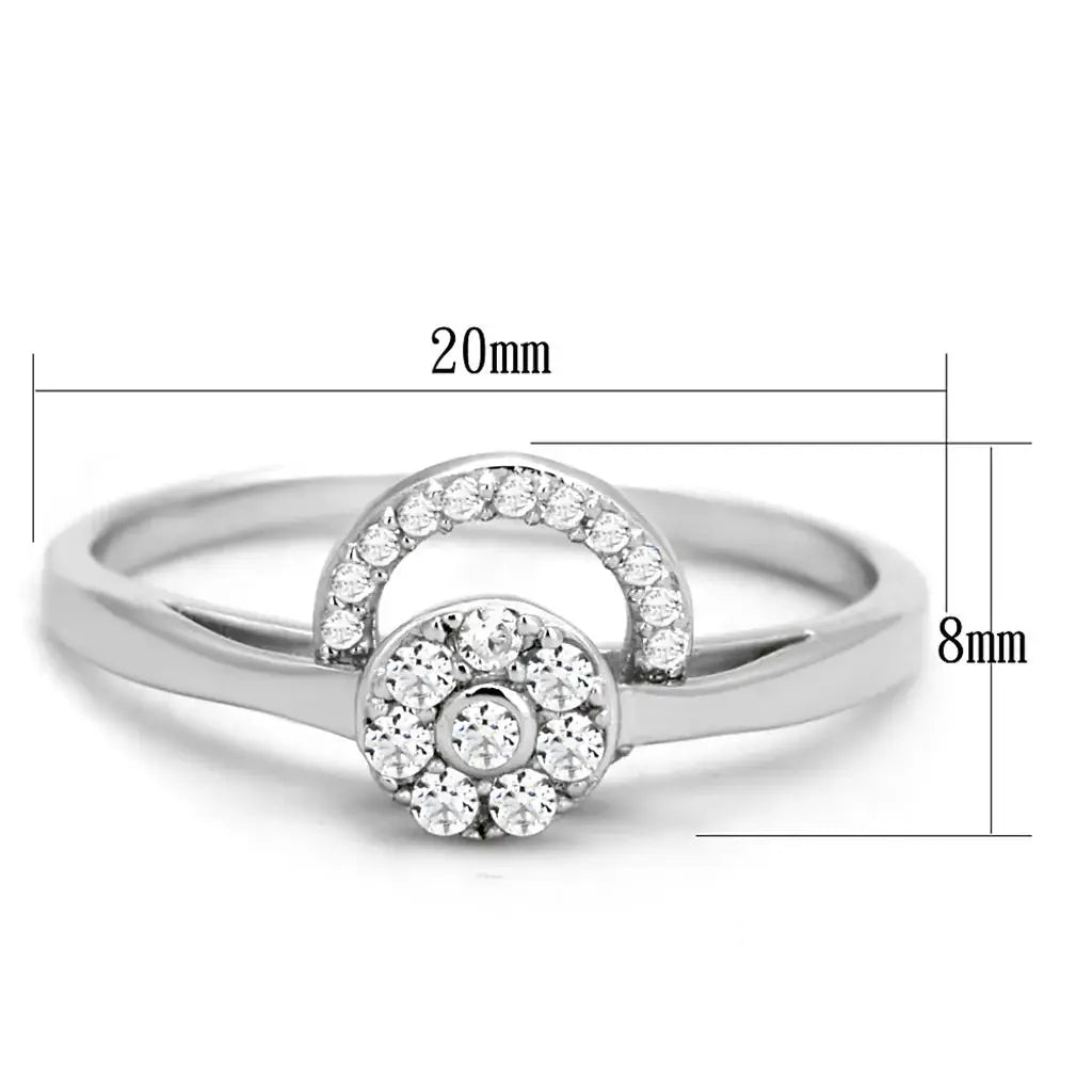 TS310 - Rhodium 925 Sterling Silver Ring with AAA Grade CZ in Clear - Alamode - Flyclothing LLC