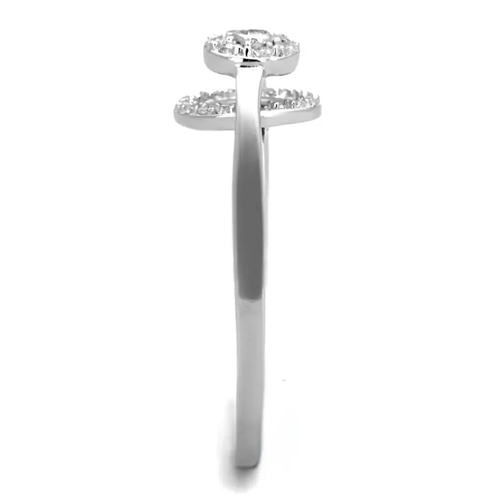 TS310 - Rhodium 925 Sterling Silver Ring with AAA Grade CZ in Clear - Alamode - Flyclothing LLC