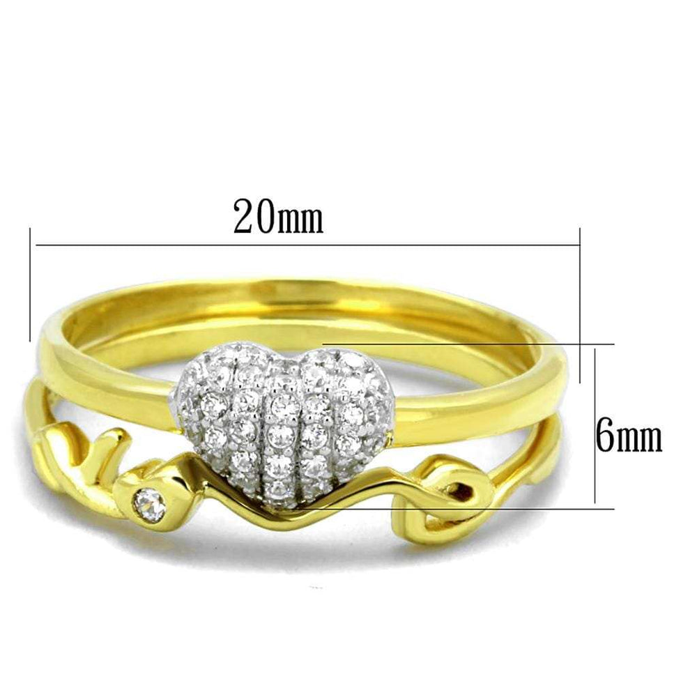 TS311 - Gold+Rhodium 925 Sterling Silver Ring with AAA Grade CZ in Clear - Alamode - Flyclothing LLC