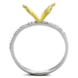 TS312 - Reverse Two-Tone 925 Sterling Silver Ring with AAA Grade CZ  in Clear - Alamode