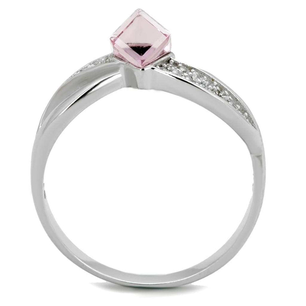 TS313 - Rhodium 925 Sterling Silver Ring with Top Grade Crystal in Light Rose - Alamode - Flyclothing LLC
