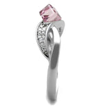 TS313 - Rhodium 925 Sterling Silver Ring with Top Grade Crystal in Light Rose - Alamode - Flyclothing LLC