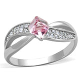 TS313 - Rhodium 925 Sterling Silver Ring with Top Grade Crystal in Light Rose - Alamode - Flyclothing LLC