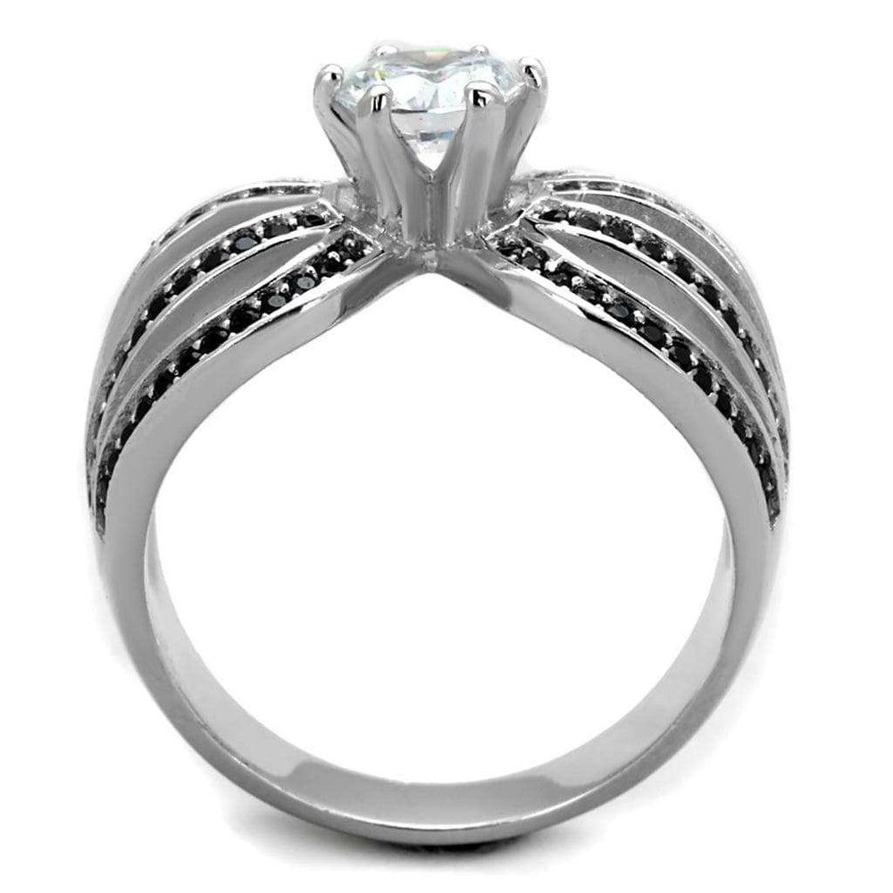 TS314 - Rhodium 925 Sterling Silver Ring with AAA Grade CZ in Clear - Alamode - Flyclothing LLC