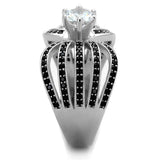 TS314 - Rhodium 925 Sterling Silver Ring with AAA Grade CZ  in Clear - Alamode