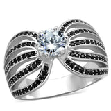 TS314 - Rhodium 925 Sterling Silver Ring with AAA Grade CZ in Clear - Alamode - Flyclothing LLC