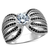 TS314 - Rhodium 925 Sterling Silver Ring with AAA Grade CZ in Clear - Alamode - Flyclothing LLC