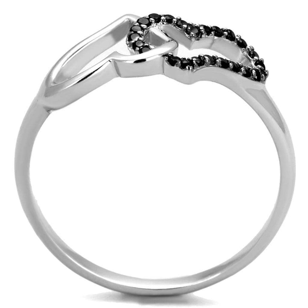 TS316 - Rhodium + Ruthenium 925 Sterling Silver Ring with AAA Grade CZ in Black Diamond - Alamode - Flyclothing LLC