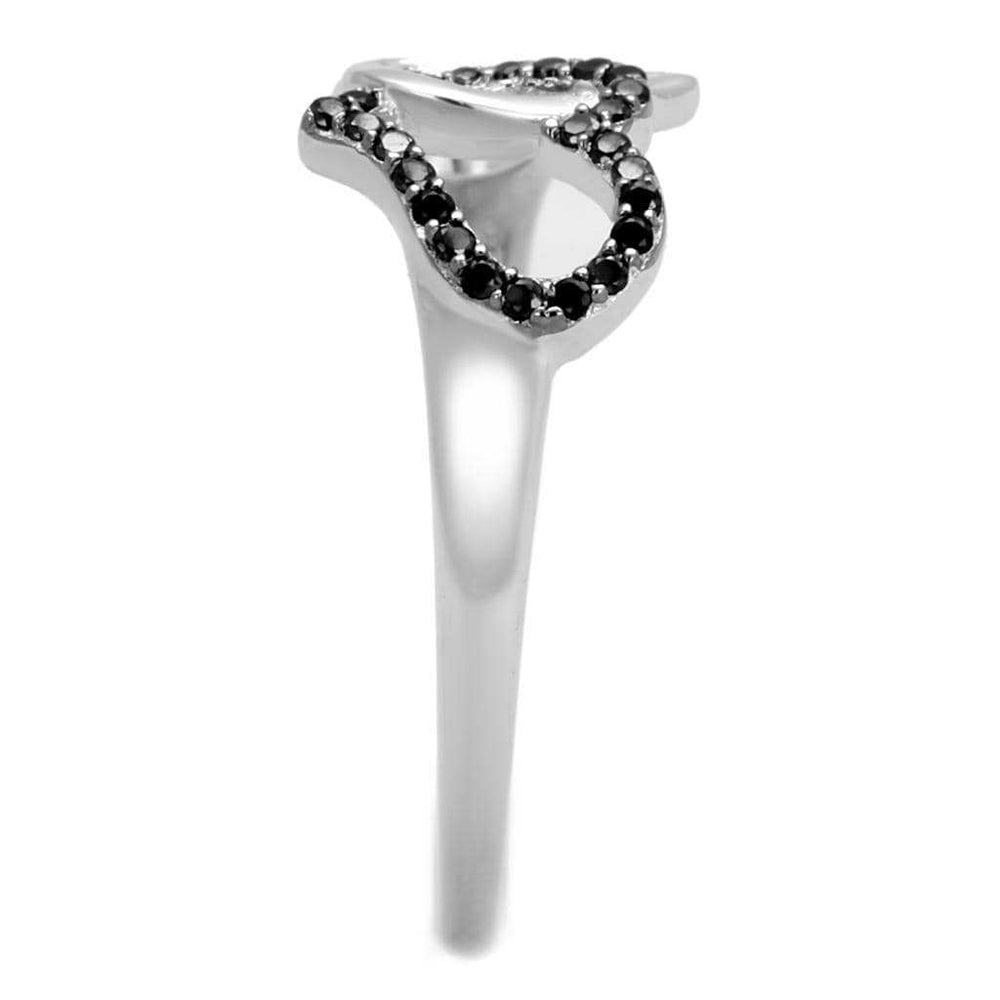 TS316 - Rhodium + Ruthenium 925 Sterling Silver Ring with AAA Grade CZ in Black Diamond - Alamode - Flyclothing LLC