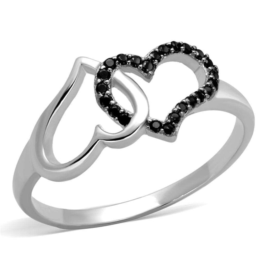 TS316 - Rhodium + Ruthenium 925 Sterling Silver Ring with AAA Grade CZ in Black Diamond - Alamode - Flyclothing LLC