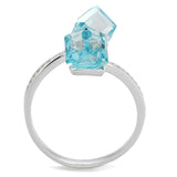 TS317 - Rhodium 925 Sterling Silver Ring with AAA Grade CZ  in Sea Blue - Alamode