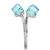 TS317 - Rhodium 925 Sterling Silver Ring with AAA Grade CZ  in Sea Blue - Alamode