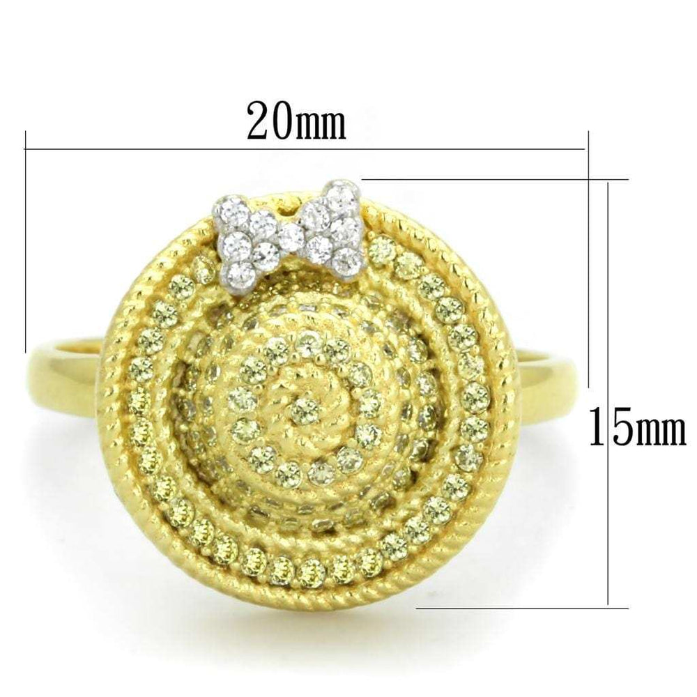 TS320 - Gold+Rhodium 925 Sterling Silver Ring with AAA Grade CZ in Topaz - Alamode - Flyclothing LLC