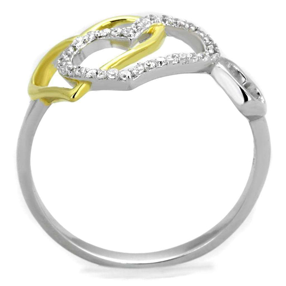 TS321 - Gold+Rhodium 925 Sterling Silver Ring with AAA Grade CZ in Clear - Alamode - Flyclothing LLC