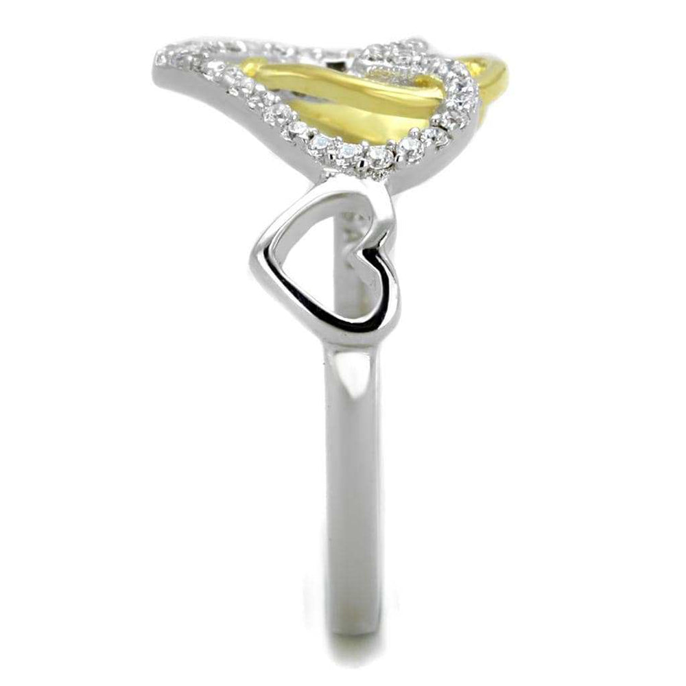 TS321 - Gold+Rhodium 925 Sterling Silver Ring with AAA Grade CZ in Clear - Alamode - Flyclothing LLC