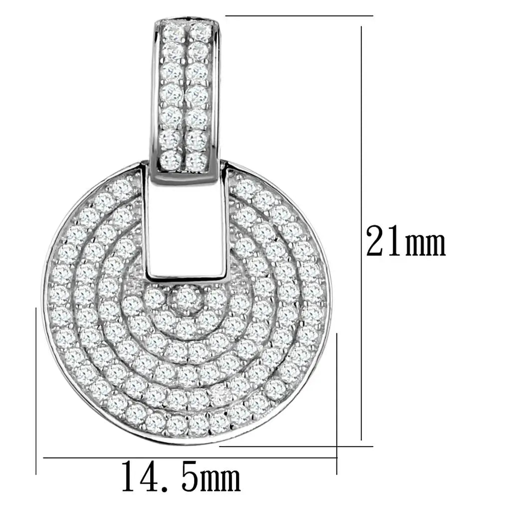 TS323 - Rhodium 925 Sterling Silver Earrings with AAA Grade CZ in Clear - Alamode - Flyclothing LLC