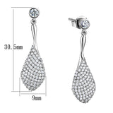 TS324 - Rhodium 925 Sterling Silver Earrings with AAA Grade CZ  in Clear - Alamode