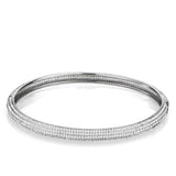 TS328 - Rhodium 925 Sterling Silver Bangle with AAA Grade CZ  in Clear - Alamode