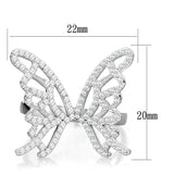 TS330 - Rhodium 925 Sterling Silver Ring with AAA Grade CZ  in Clear - Alamode