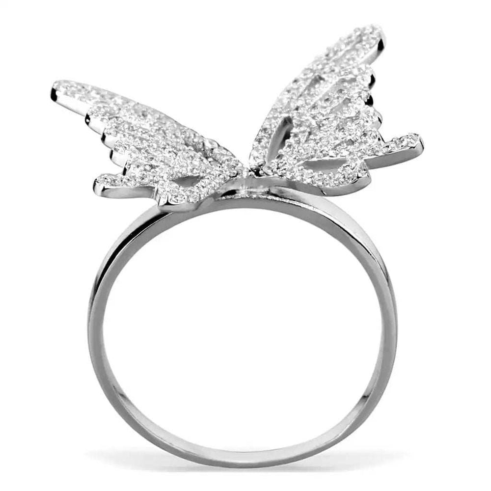 TS330 - Rhodium 925 Sterling Silver Ring with AAA Grade CZ in Clear - Alamode - Flyclothing LLC