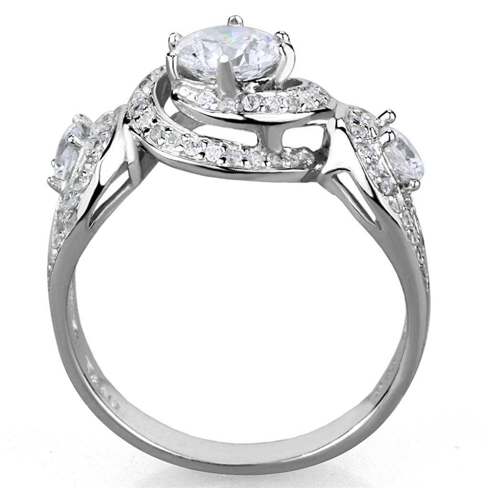 TS332 - Rhodium 925 Sterling Silver Ring with AAA Grade CZ in Clear - Alamode - Flyclothing LLC